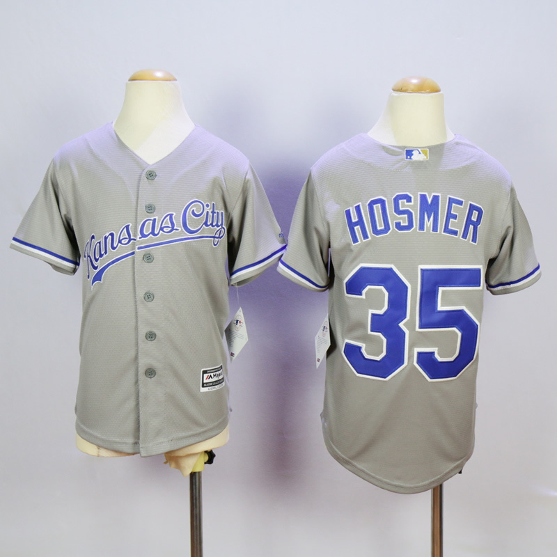 Youth Kansas City Royals #35 Hosmer Grey MLB Jerseys->youth mlb jersey->Youth Jersey